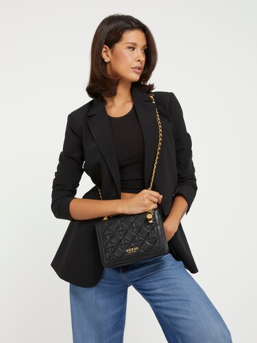 Abey Kapitoneli Mini Çapraz Kadın Çanta-Siyah - Guess