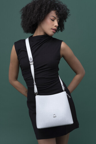 Benetton Kadın Çapraz Çanta - Beyaz A.Gri 