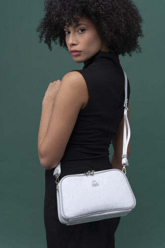 Benetton Kadın Çapraz Çanta - Beyaz A.Gri 