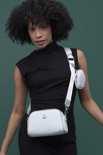 Benetton Kadın Çapraz Çanta - Beyaz A.Gri 