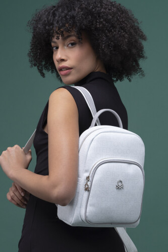 Benetton Kadın Sırt Çantası - Beyaz A.Gri 