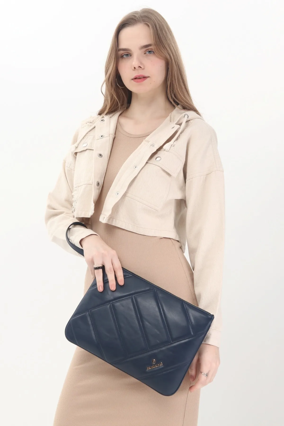 CACHAREL KADIN CLUTCH ÇANTA-C-069-LACİVERT 