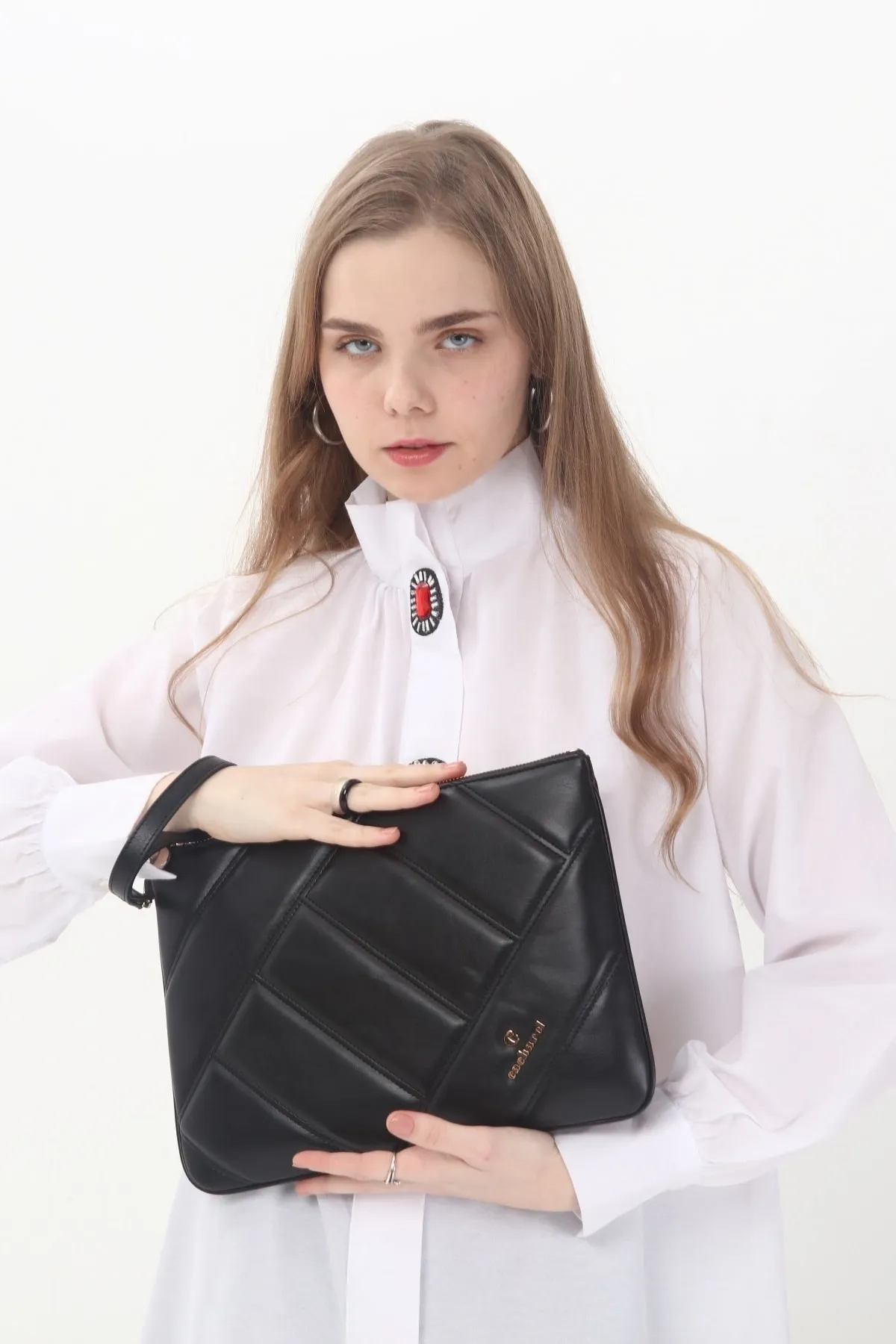 CACHAREL KADIN CLUTCH ÇANTA-C-069-SİYAH 