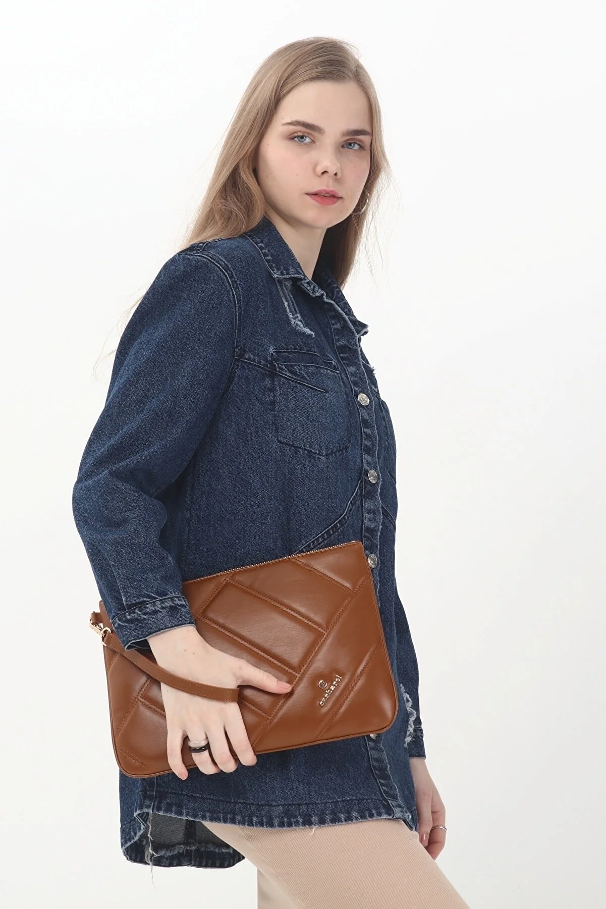 CACHAREL KADIN CLUTCH ÇANTA-C-069-TABA 