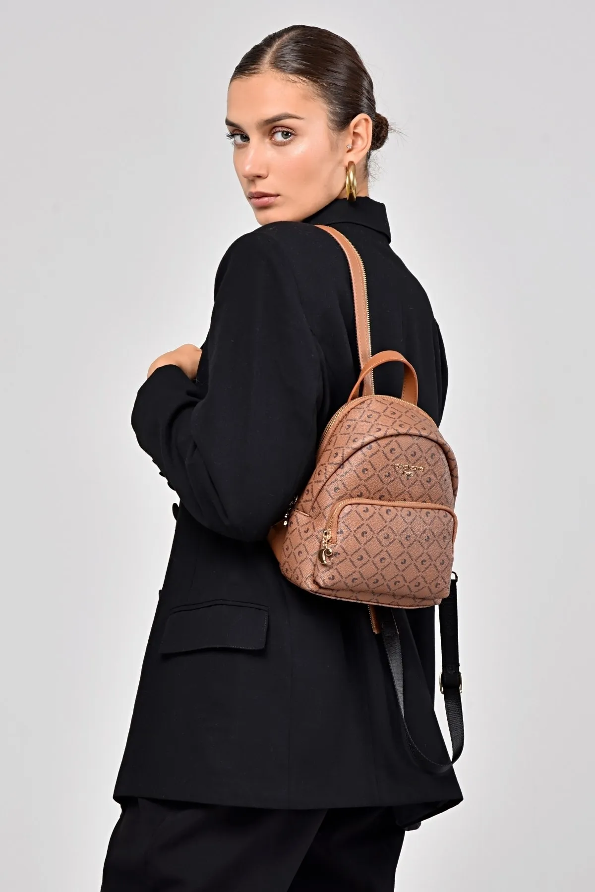 CACHAREL KADIN DESENLİ SIRT ÇANTASI C-051-TABA 