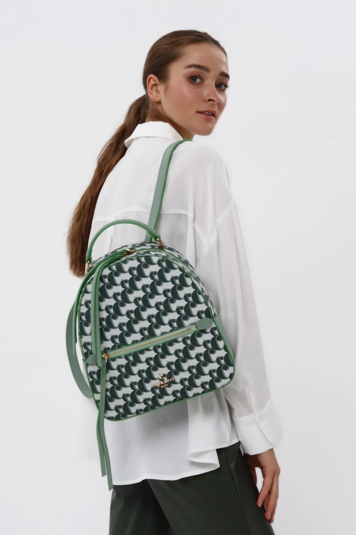 CACHAREL KADIN DESENLİ SIRT ÇANTASI C-065 - YEŞİL 