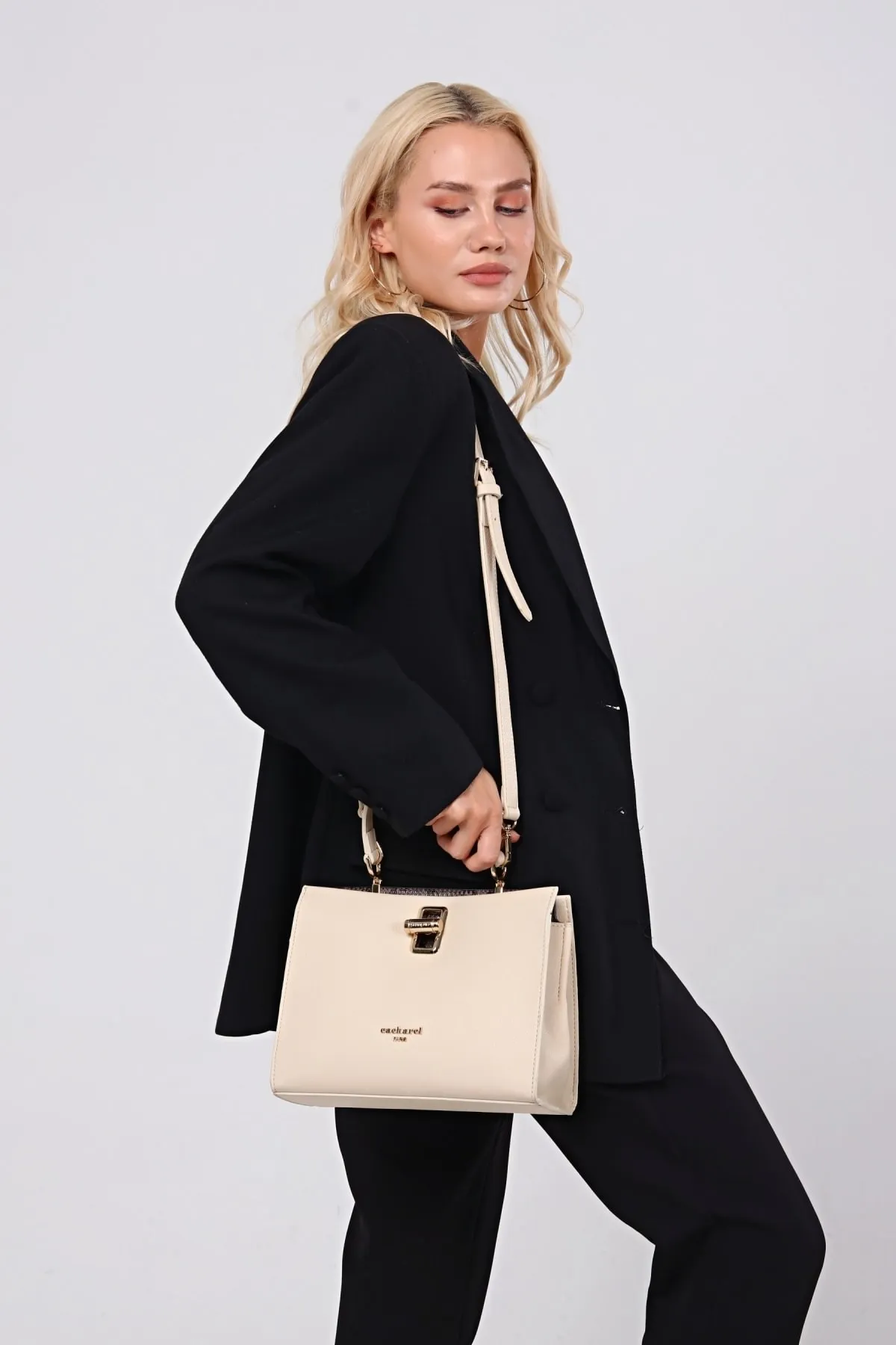 CACHAREL KADIN EL VE OMUZ ÇANTASI-C-052-BEJ 