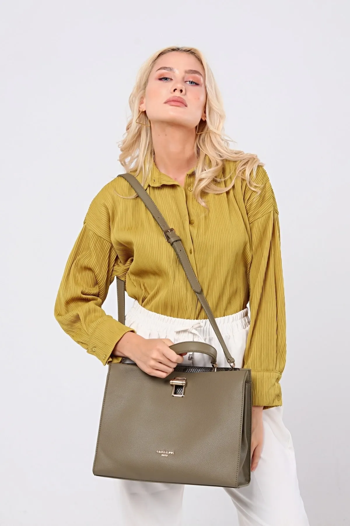 CACHAREL KADIN EL VE OMUZ ÇANTASI-C-053-HAKİ 