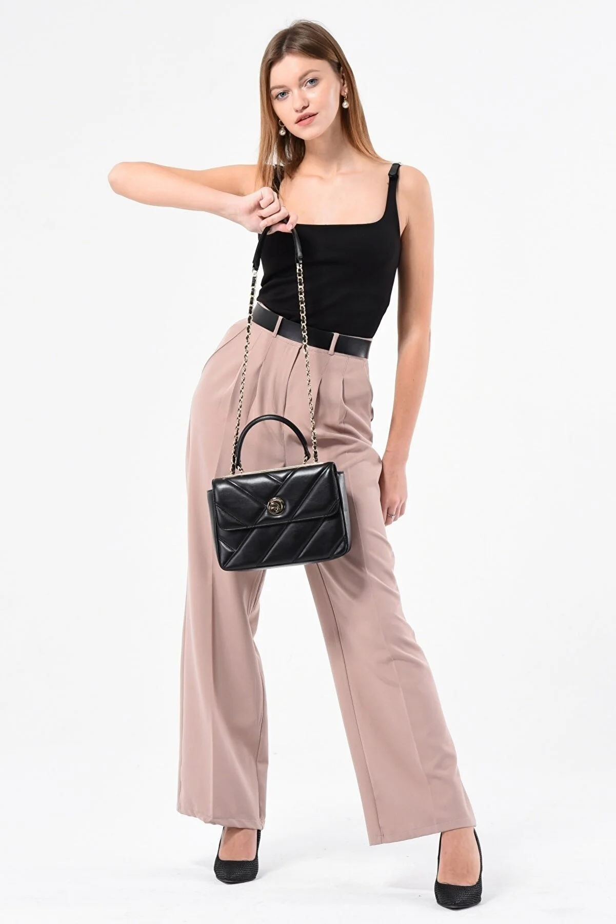 CACHAREL KADIN EL VE OMUZ ÇANTASI-C-076-SİYAH 