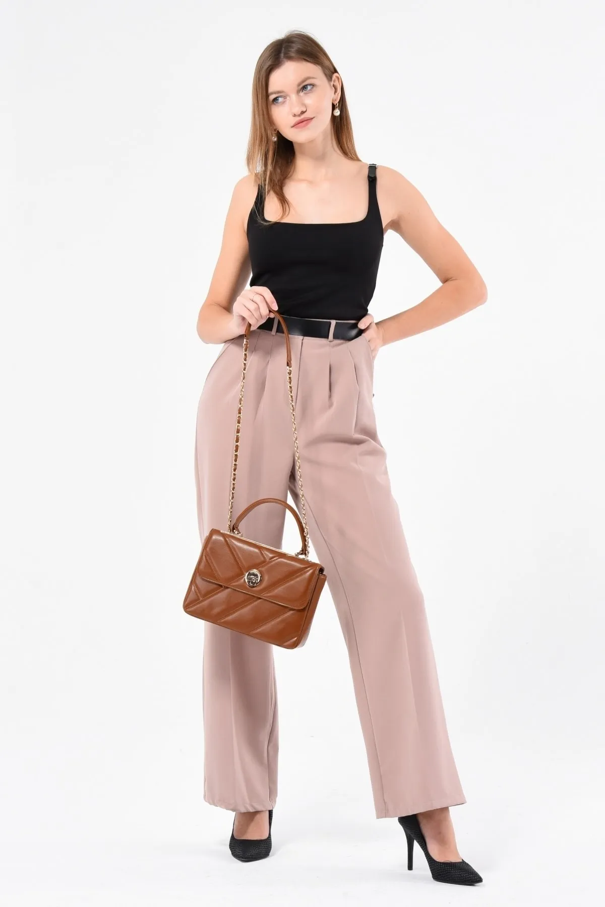 CACHAREL KADIN EL VE OMUZ ÇANTASI-C-076-TABA 