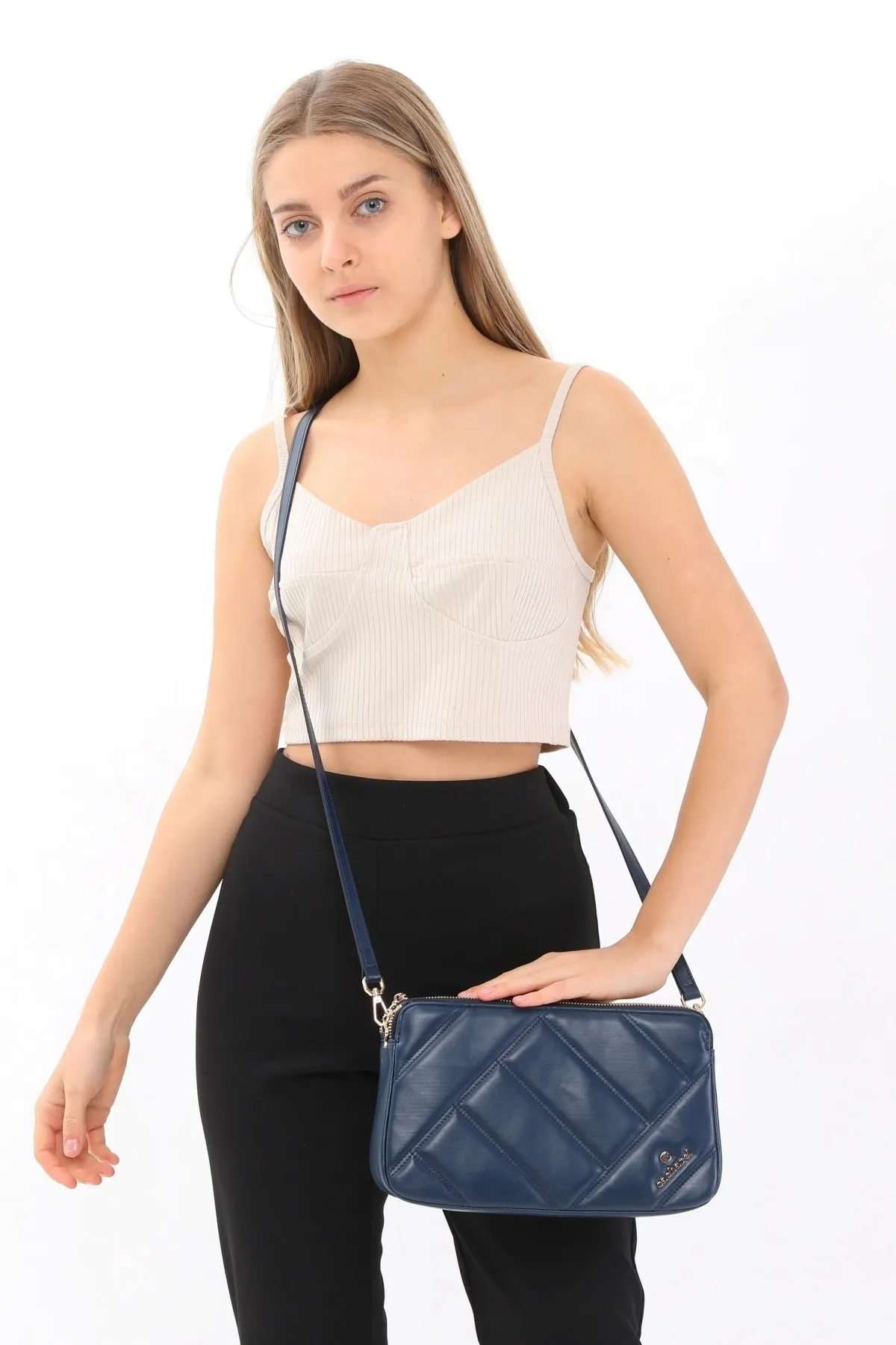 CACHAREL KADIN OMUZ ÇANTASI-C-070-LACİVERT 