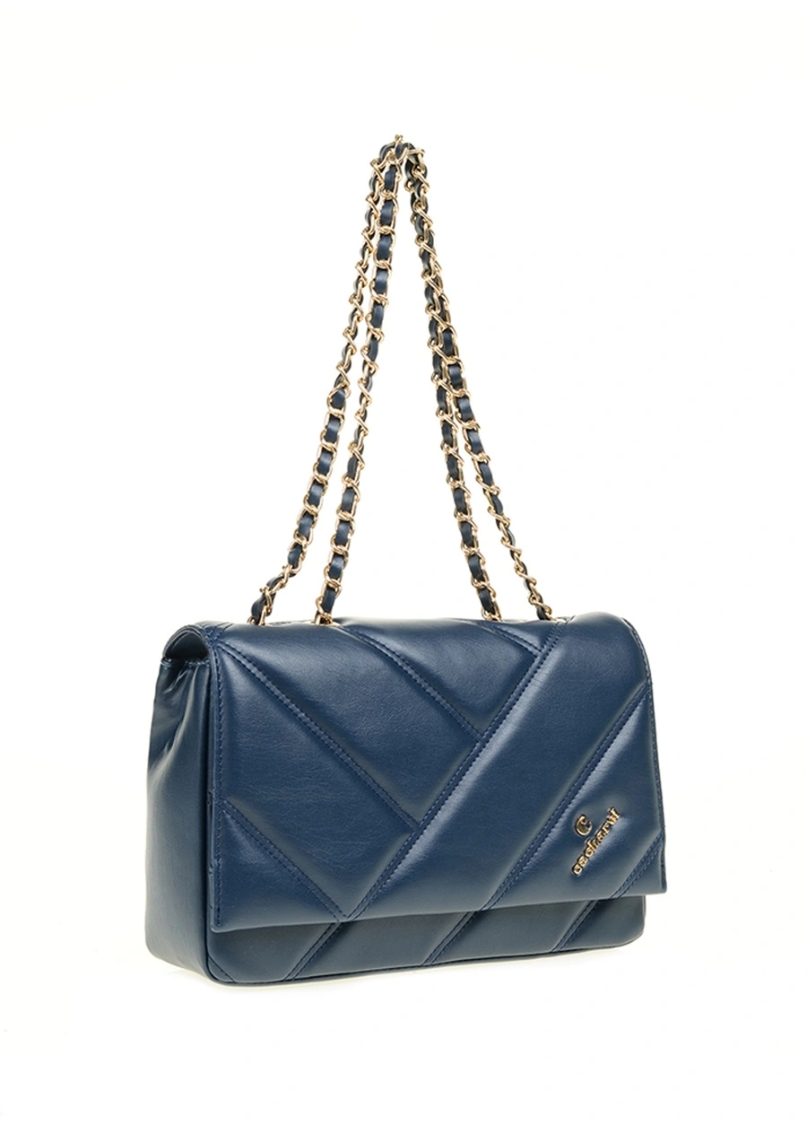 CACHAREL KADIN ZİNCİR DETAYLI EL VE OMUZ ÇANTASI-LACİVERT 