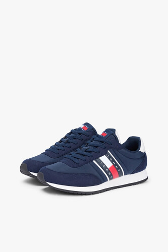 Erkek Bağcıklı Yan Şerit Detaylı Geri Dönüştürülmüş Spor Ayakkabı - Lacivert 