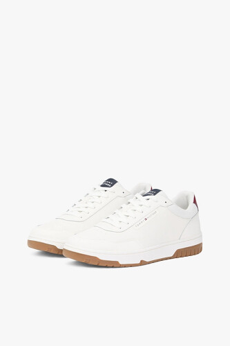 Erkek Basketball Bağcıklı Renk Bloklu Deri Sneaker - Beyaz/Çok Renkli - Tommy Hilfiger