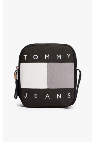 Erkek Baskılı Kare Çapraz Askılı Çanta - Siyah 