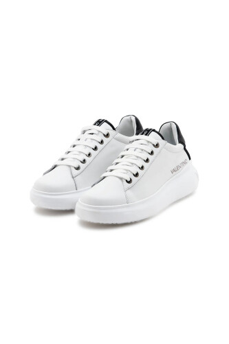 Erkek Bounce Kalın Tabanlı Deri Sneaker - Beyaz/Siyah - Valentino