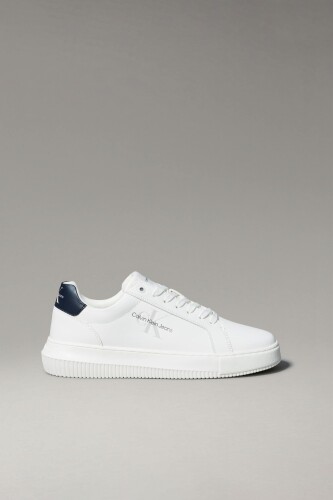 Erkek Chunky Deri Sneaker Ayakkabı - Beyaz/Lacivert 