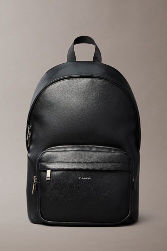 Erkek Dokulu Fermuarlı Gözlü Sırt Çantası - Siyah 