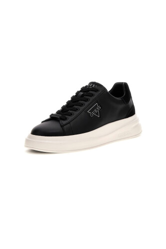 Erkek Elban Deri Kalın Tabanlı Sneaker - Siyah 