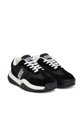 Erkek Fondo Hyber Dis. 47 Yazı Logolu Süet Panelli Sneaker - Siyah - Versace