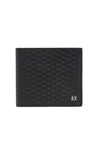 Erkek Kabartma Monogram Desenli Cüzdan - Siyah 