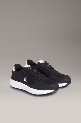 Erkek Koşu Stili Farklı Dokulu Logolu Sneaker - Siyah - Calvin Klein