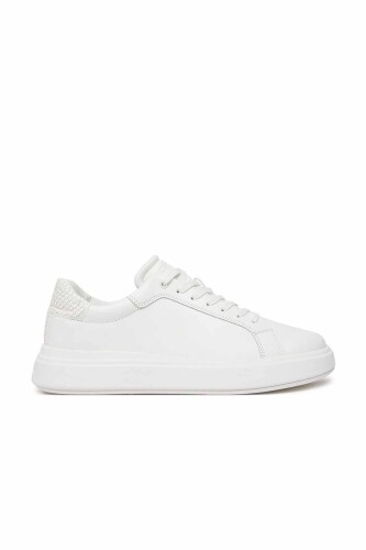 Erkek Low Top Lace Up Woven Sneaker Ayakkabı - Beyaz 