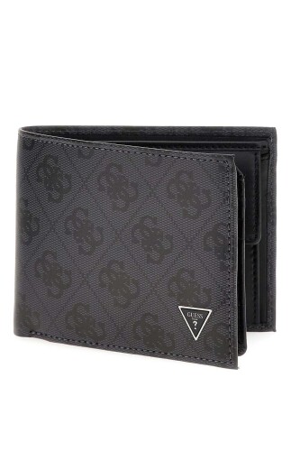 Erkek Monogram Desenli Deri Cüzdan - Siyah 