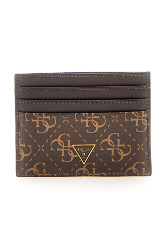 Erkek Monogram Desenli Deri Kartlık - Kahverengi 