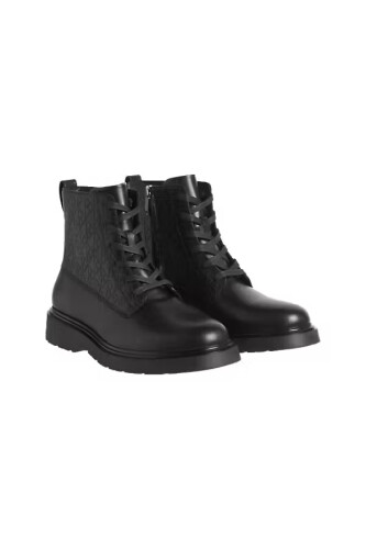 Erkek Monogram Desenli Fermuarlı Combat Bot - Siyah - Calvin Klein