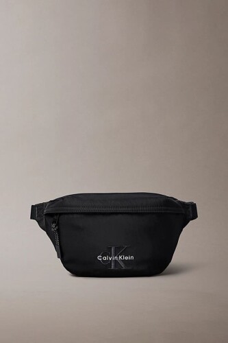 Erkek Nakış Logolu Bel Çantası - Siyah 