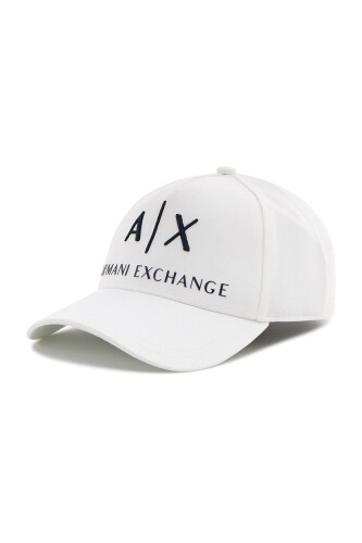 Erkek Nakışlı Yazı Logolu Pamuklu Baseball Şapka - Beyaz - ARMANI EXCHANGE