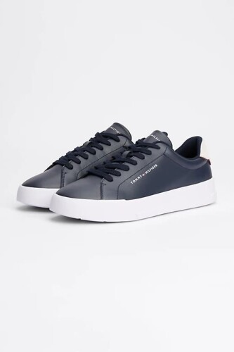 Erkek Pebble Grain Court Sneaker - Lacivert 