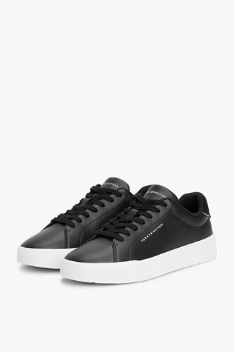 Erkek Pebble Grain Court Sneaker - Siyah 