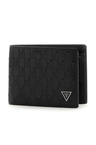 Erkek RFID Korumalı Kabartma Desenli Deri Cüzdan - Siyah 