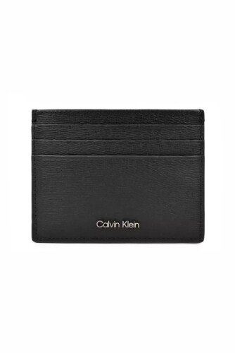 Erkek Saffiano Dokulu Metal Logolu Kartlık - Siyah 