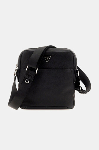 Erkek Saffiano Omuz Çantası - Siyah 