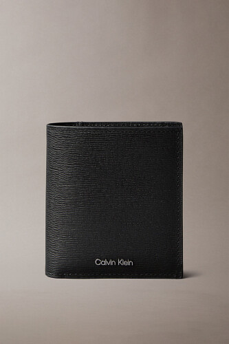 Erkek Saffiano Üç Katlı Cüzdan - Siyah 