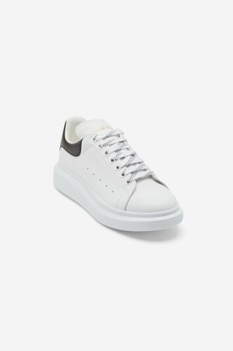 Erkek S.Rubber Kalın Tabanlı Deri Sneakers - Beyaz/Siyah 