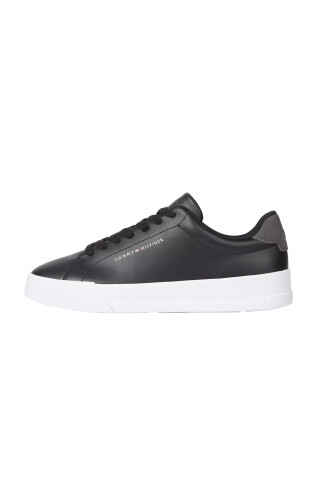 Erkek TH COURT LEATHER GRAIN ESS Sneaker-Siyah 