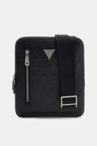 Erkek Torino Kabartma Desenli Çapraz Askılı Çanta - Siyah 