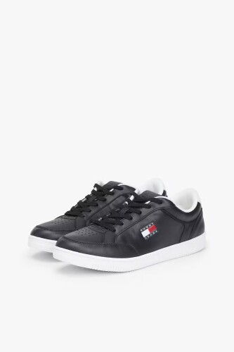 Erkek Uzun Bağcık Sistemli Nappa Deri Spor Ayakkabı - Siyah 