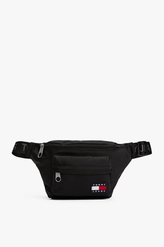 Erkek Yazı Şeritli Bum Bag Askılı Bel Çantası - Siyah - Tommy Hilfiger