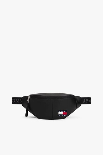 Erkek Yazılı Askılı Bel Çantası - Siyah - Tommy Hilfiger