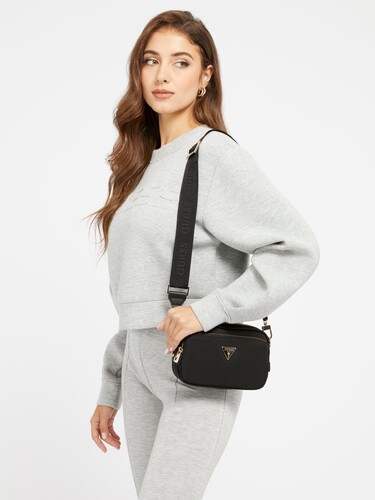 Gemma Saffiano Mini Omuz Çantası-Siyah - Guess