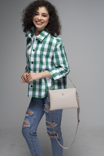 Gofraj Baskılı Çapraz Çanta-BNT_773-Ten 