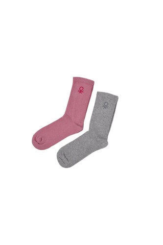 Kadın 2 li Soket Çorap - Pembe 