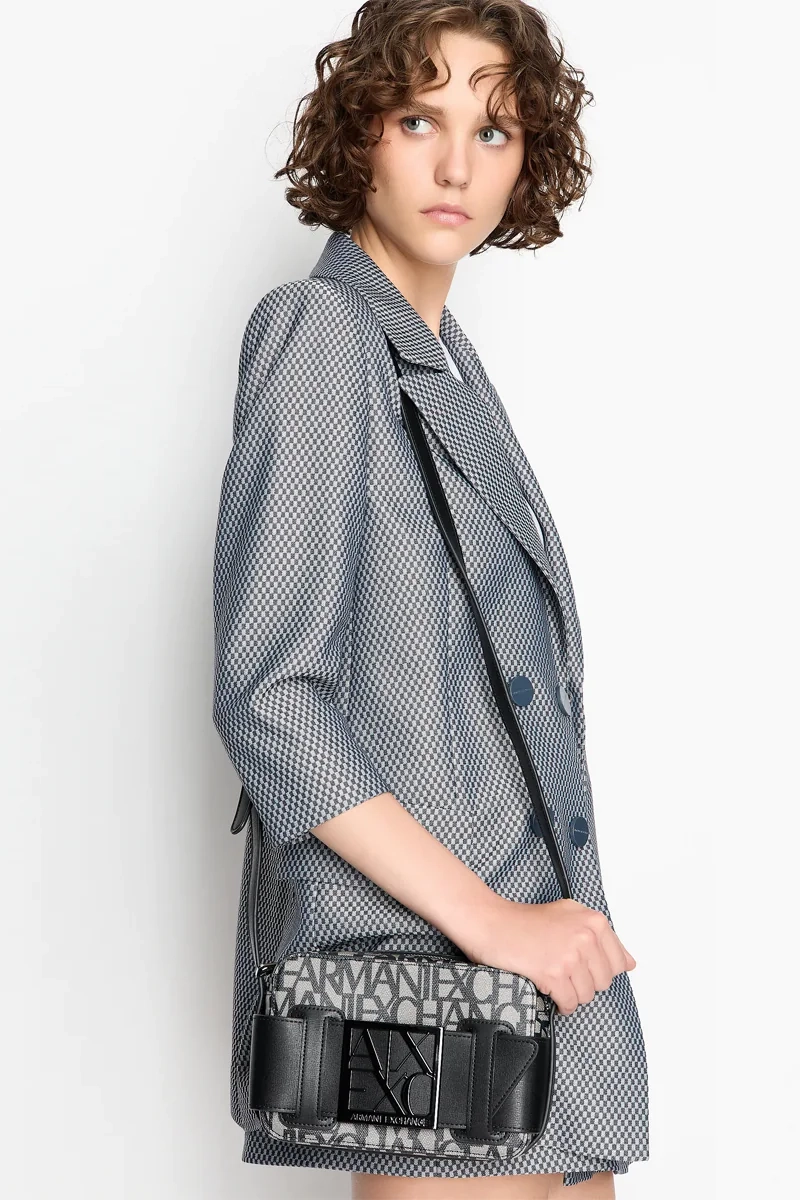 Kadın Armani Exchange CAMERA CASE Mini Omuz Çantası - Bej / Siyah 