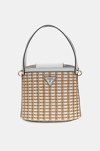 Kadın Atalia Rafya Mini Kova Çanta - Beyaz 