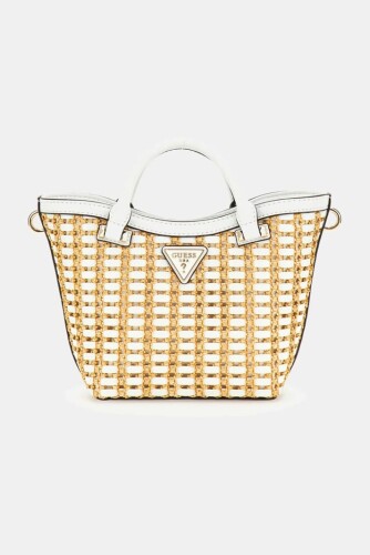 Kadın Atalia Rafya Mini Tote El Çantası - Beyaz 